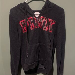 PINK Victoria's Secret Black Hoodie with Red Logo